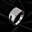 925 sterling silver men’s dual panel CZ ring with bold stone design