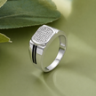 925 sterling silver men’s dual panel CZ ring with bold stone design