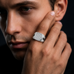 925 sterling silver men’s dual panel CZ ring with bold stone design