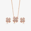 925 sterling silver rose gold flower earrings and matching pendant necklace set for women with sparkling stone design