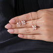925 sterling silver rose gold flower earrings and matching pendant necklace set for women with sparkling stone design