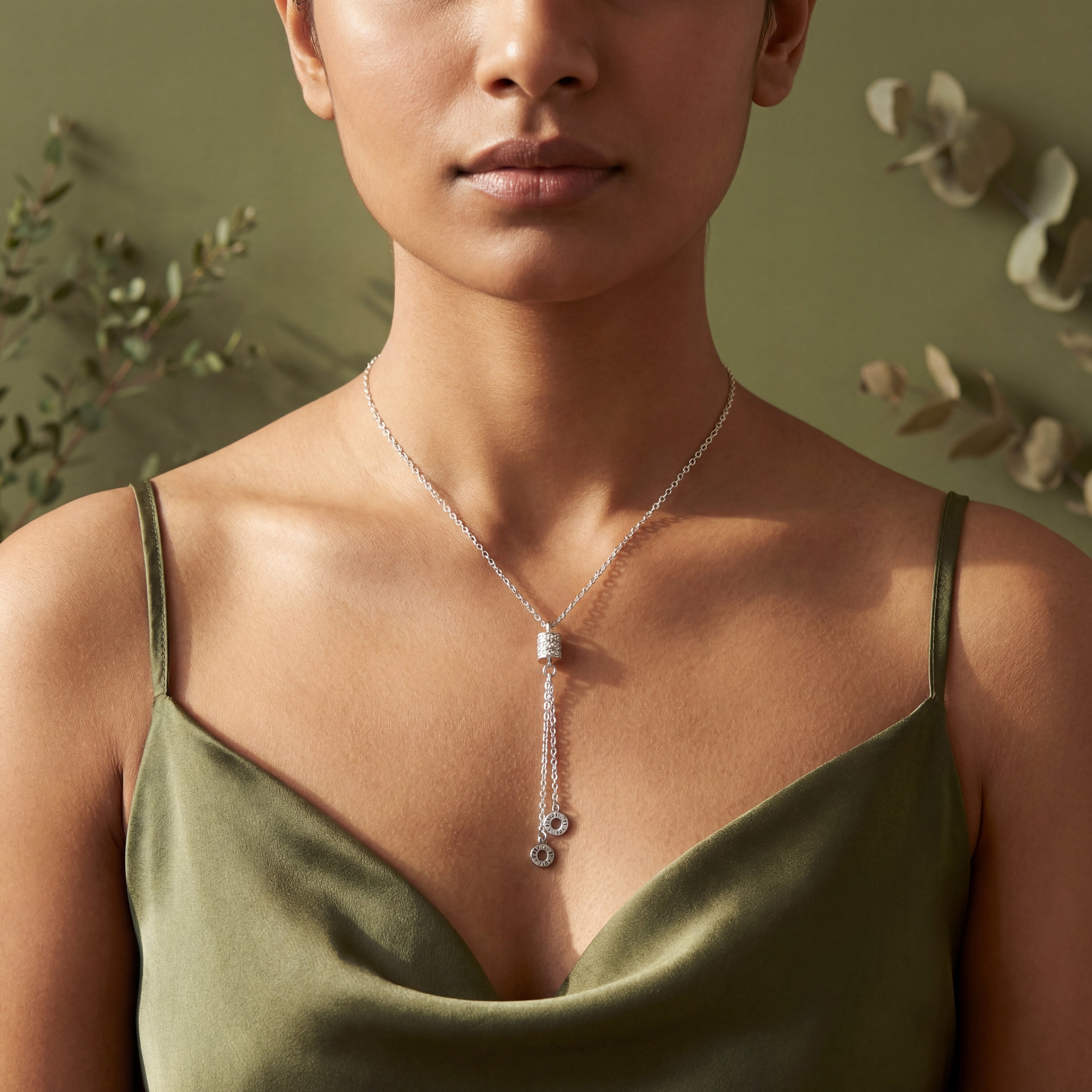 barrel shape diamond 925 silver pendant chain