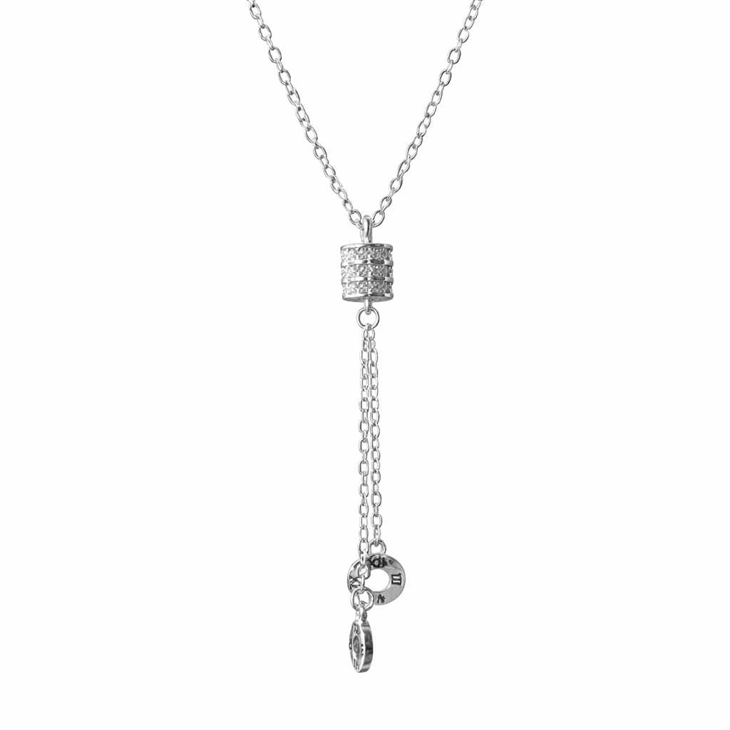 barrel shape diamond 925 silver pendant chain