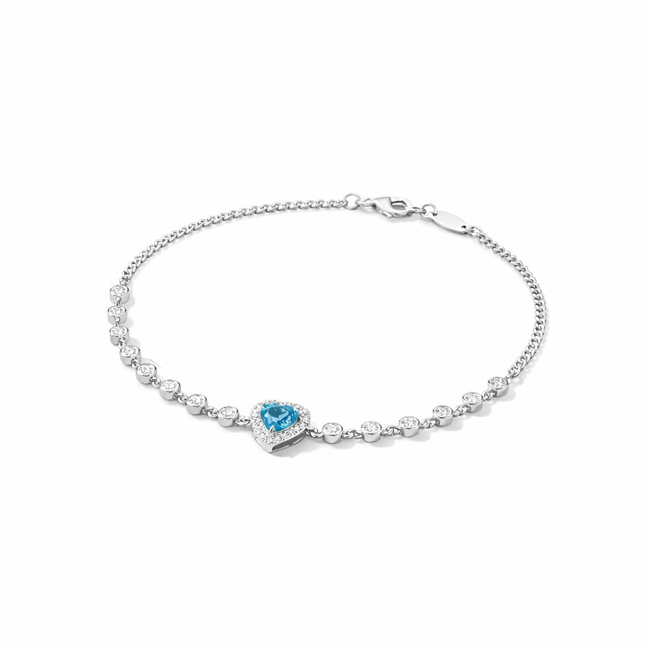 Blue Heart Diamond Adjustable Bracelet for Women