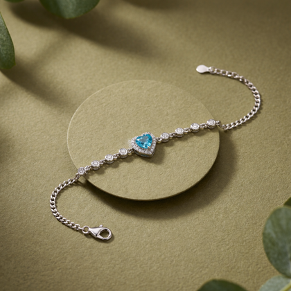 Blue Heart Diamond Adjustable Bracelet for Women