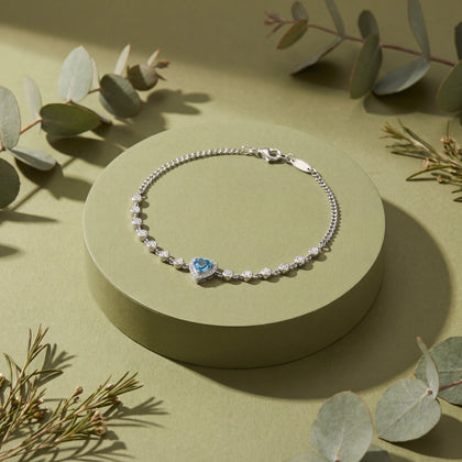Blue Heart Diamond Adjustable Bracelet for Women
