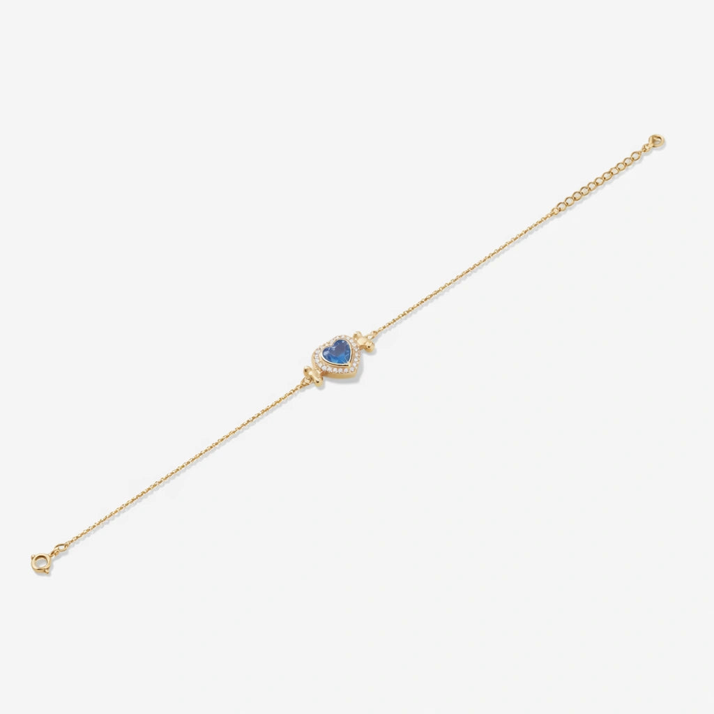 Elegant Blue Heart Gold Plated Silver Bracelet