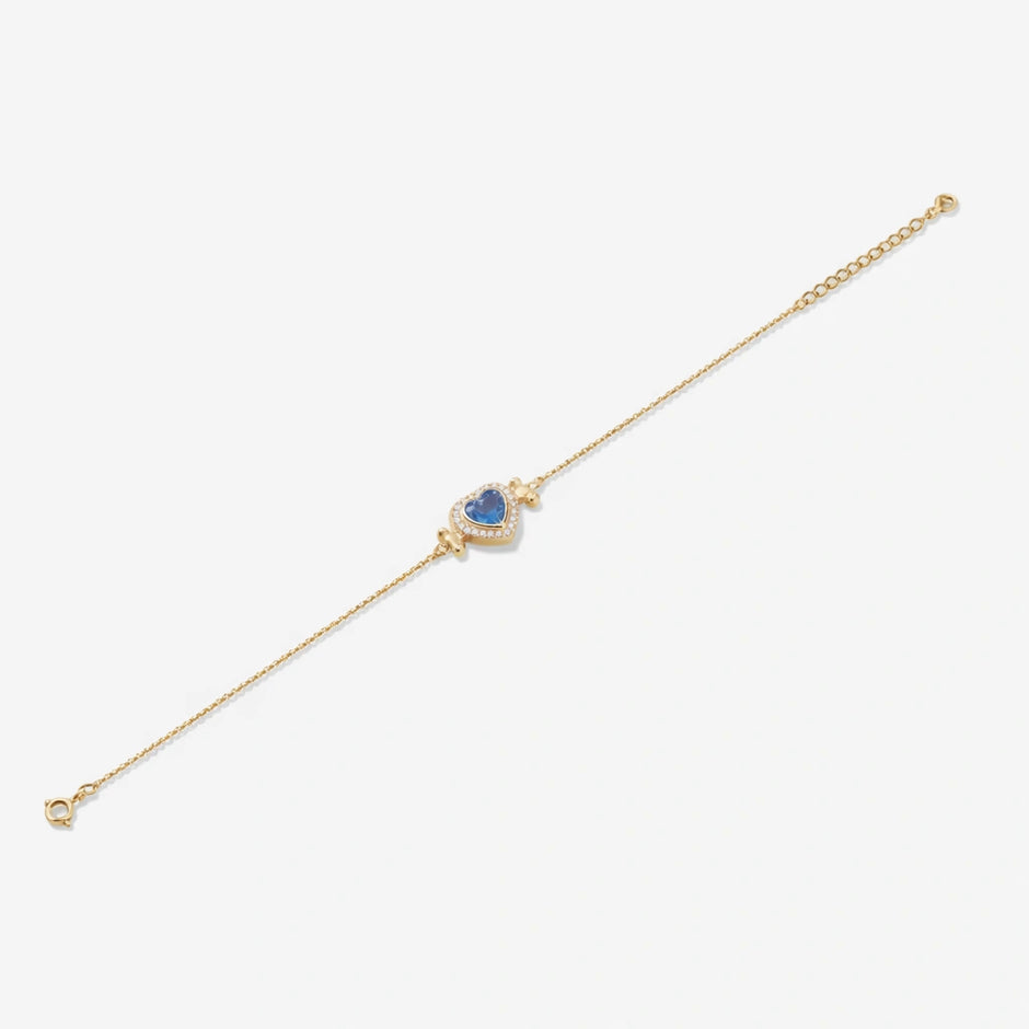 Elegant Blue Heart Gold Plated Silver Bracelet