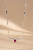 Elegant Curve Red Stone 925 Sterling Silver Mangalsutra for Women