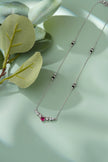 Elegant Curve Red Stone 925 Sterling Silver Mangalsutra for Women