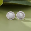 Elegant Grey Stone Round Stud Earrings