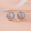 Elegant Grey Stone Round Stud Earrings