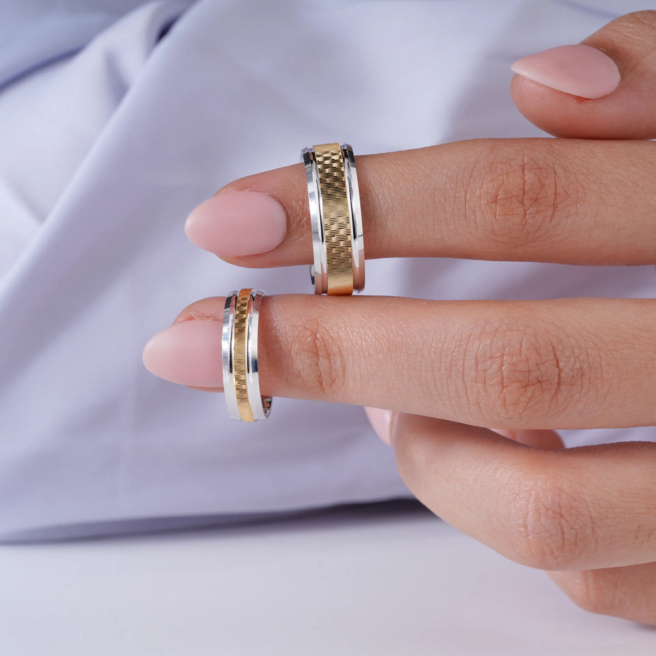 Premium Gold Finish Silver Ring – Modern Stackable Minimal Band Ring