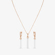 Elegant Linear Drop 925 Sterling Silver Rose Gold Pendant Set for Women
