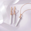 Elegant Linear Drop 925 Sterling Silver Rose Gold Pendant Set for Women