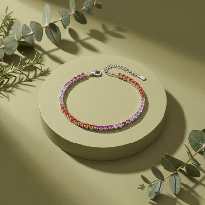 Elegant Multicolor Tennis Bracelet in 925 Sterling Silver