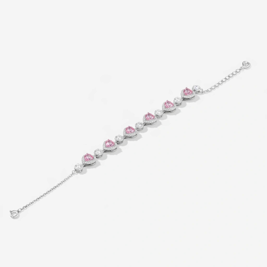Pink Heart Diamond Adjustable Bracelet for Women