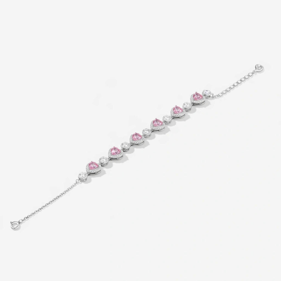 Pink Heart Diamond Adjustable Bracelet for Women