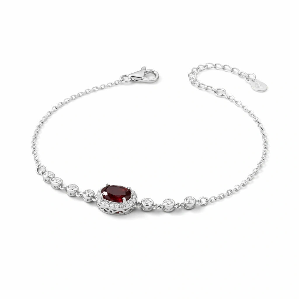 Ruby Oval Diamond Adjustable Bracelet for Women