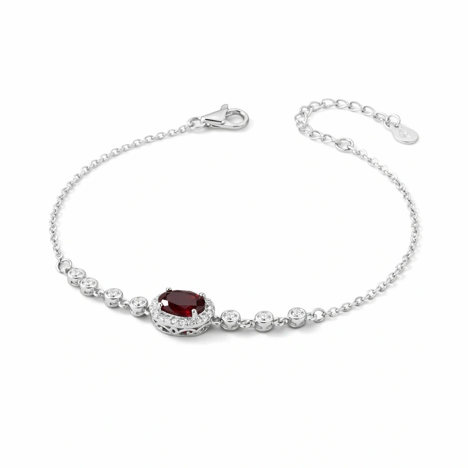 Ruby Oval Diamond Adjustable Bracelet for Women