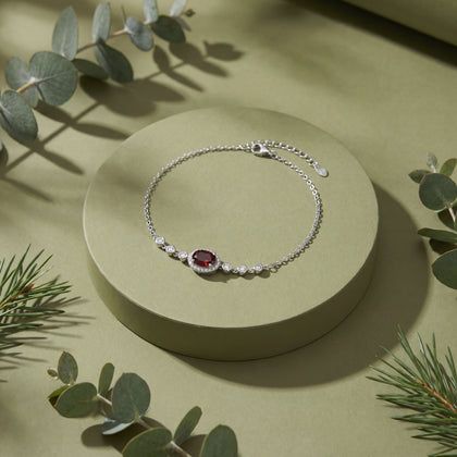 Ruby Oval Diamond Adjustable Bracelet for Women