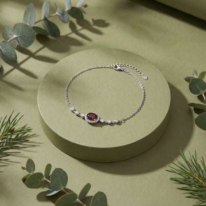 Ruby Oval Diamond Adjustable Bracelet for Women