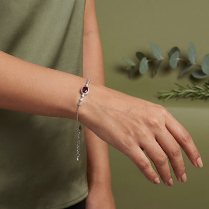 Ruby Oval Diamond Adjustable Bracelet for Women
