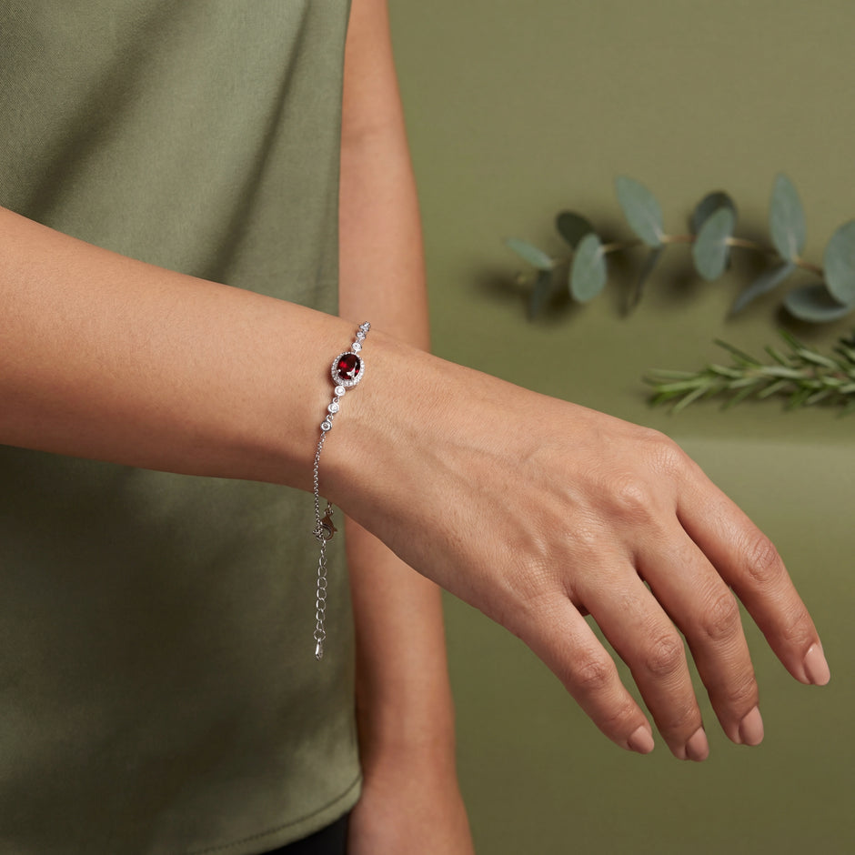 Ruby Oval Diamond Adjustable Bracelet for Women