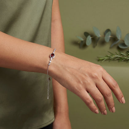 Ruby Oval Diamond Adjustable Bracelet for Women