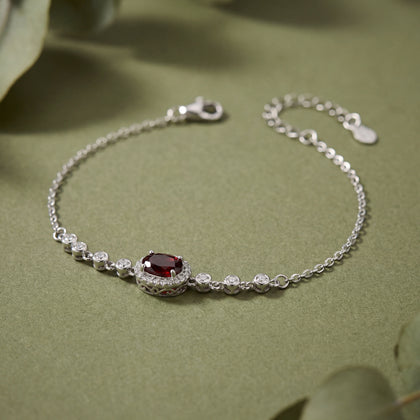 Ruby Oval Diamond Adjustable Bracelet for Women