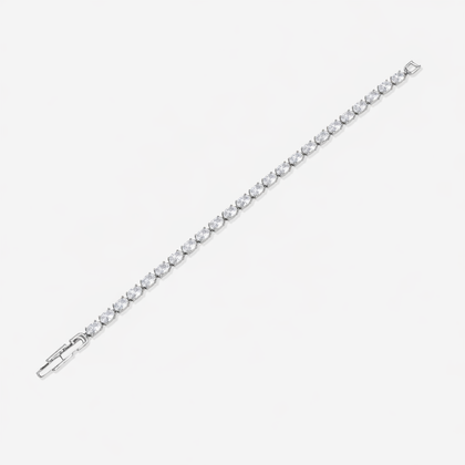Oval Cut Tennis Diamond Silver Bracelet for Women