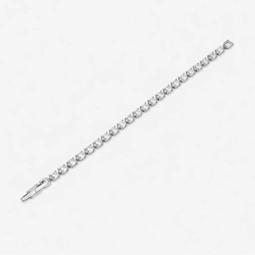 Oval Cut Tennis Diamond Silver Bracelet for Women