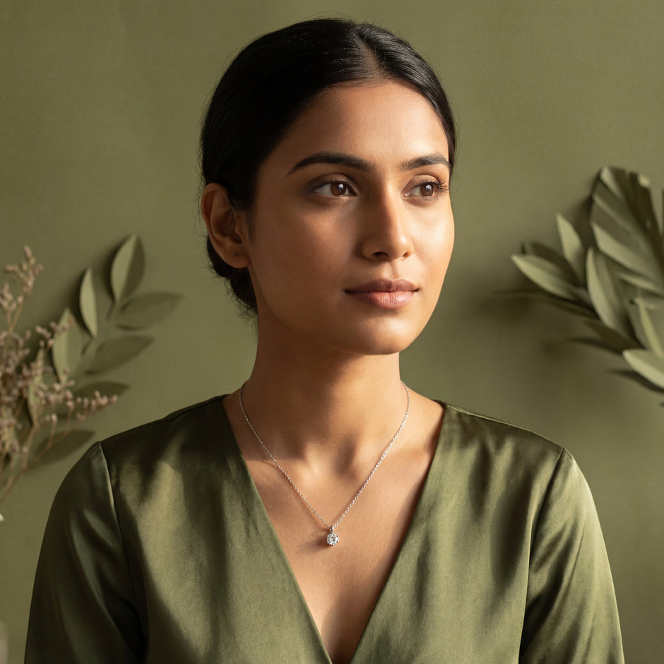 Elegant Solitaire Pendant Necklace in 925 Sterling Silver