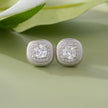 Elegant Square White Stones 925 Sterling Silver Stud Earrings for Women