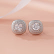 Elegant Square White Stones 925 Sterling Silver Stud Earrings for Women