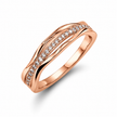 925 Sterling Silver Rose Gold Curved CZ Pavé Band Ring on Crystal Stone.