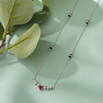 Silver Ruby Stone Mangalsutra for Women