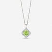 Elegant Halo Green Stone 925 Silver Pendant Necklace