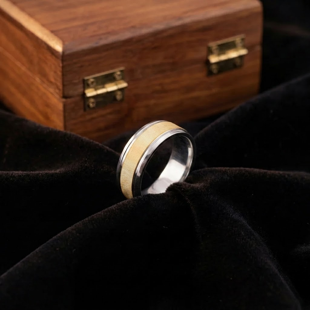 Elegant Dual Tone Promise Ring for Men – Classic Minimal Sterling Silver Jewellery