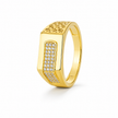 Luxury Gold Finish Statement Ring for Men with Rectangular CZ Design