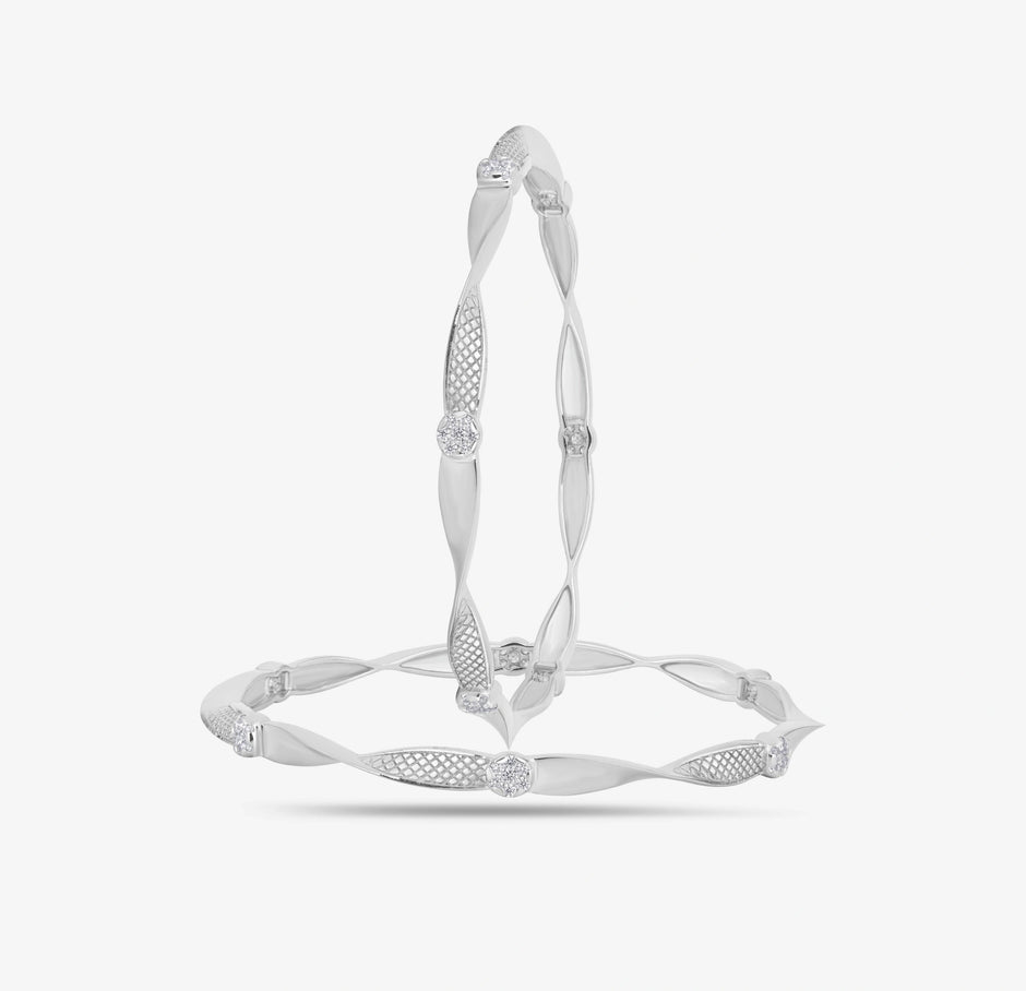 Elegant Twist Diamond-Set 925 Sterling Silver Bangle for Women