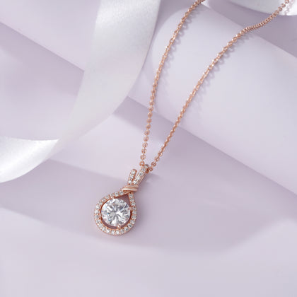 Embrace White Diamond 925 Silver Rose Gold Pendant Necklace