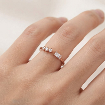 925 Sterling Silver Rose Gold Open CZ Ring for Women