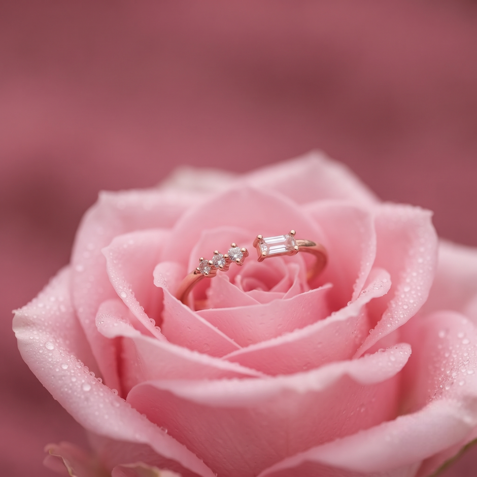 925 Sterling Silver Rose Gold Open CZ Ring for Women