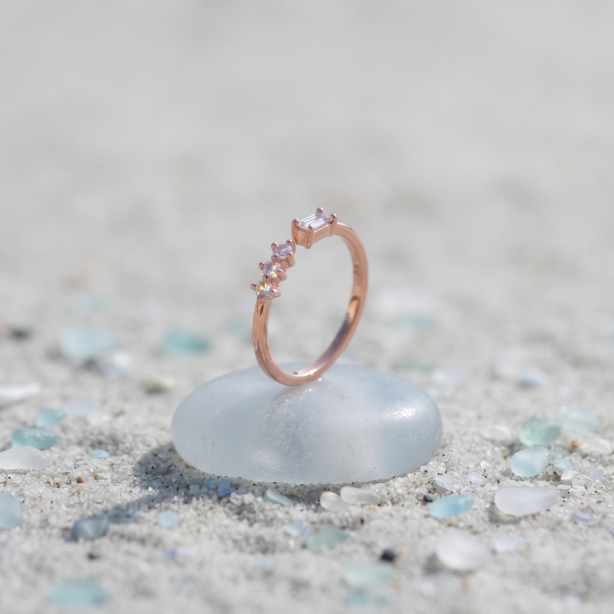 925 Sterling Silver Rose Gold Open CZ Ring for Women