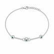 925 Sterling Silver Interlocking Circle Green Stone Bracelet for Women