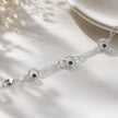 925 Sterling Silver Interlocking Circle Green Stone Bracelet for Women
