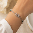 925 Sterling Silver Interlocking Circle Green Stone Bracelet for Women