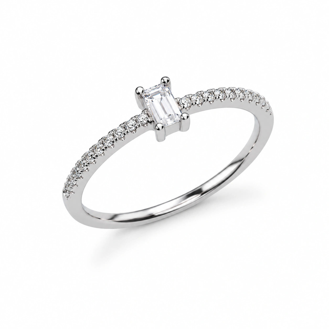 Emerald Cut Solitaire CZ 925 Sterling Silver Ring for Women