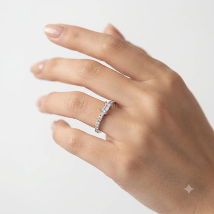 Emerald Cut Solitaire CZ 925 Sterling Silver Ring for Women